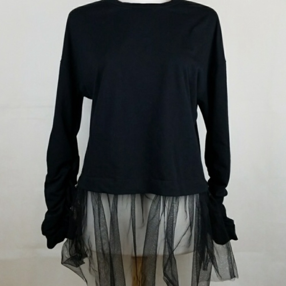 Anthropologie Moelleux Tulle Hem Top Black Small